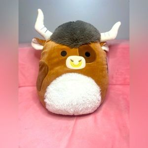 NWT Squishmallow 11” Shep the brown spotted bull with fuzzy belly